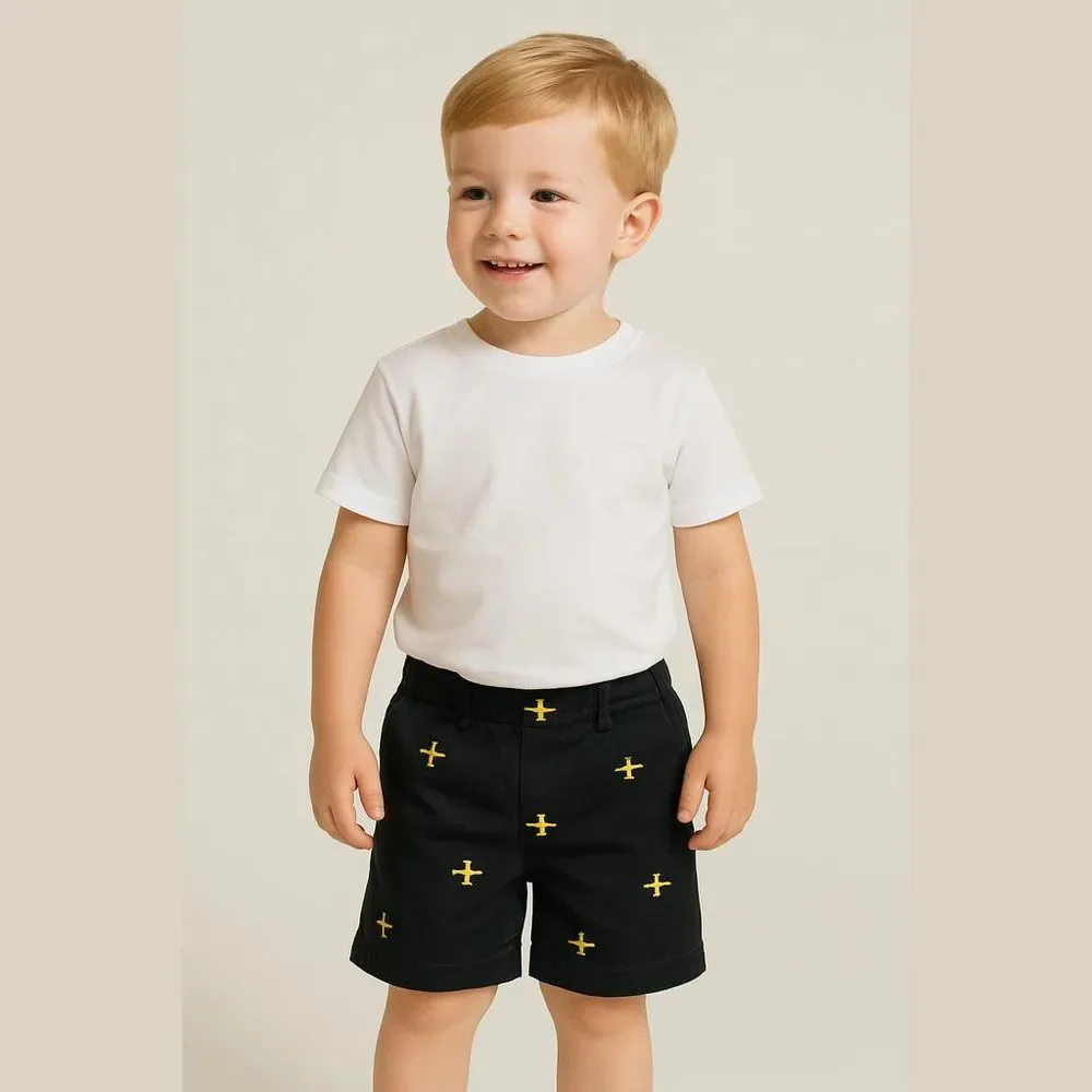 Boys Gymboree Shorts Size 6 Blue with Airplane Pattern